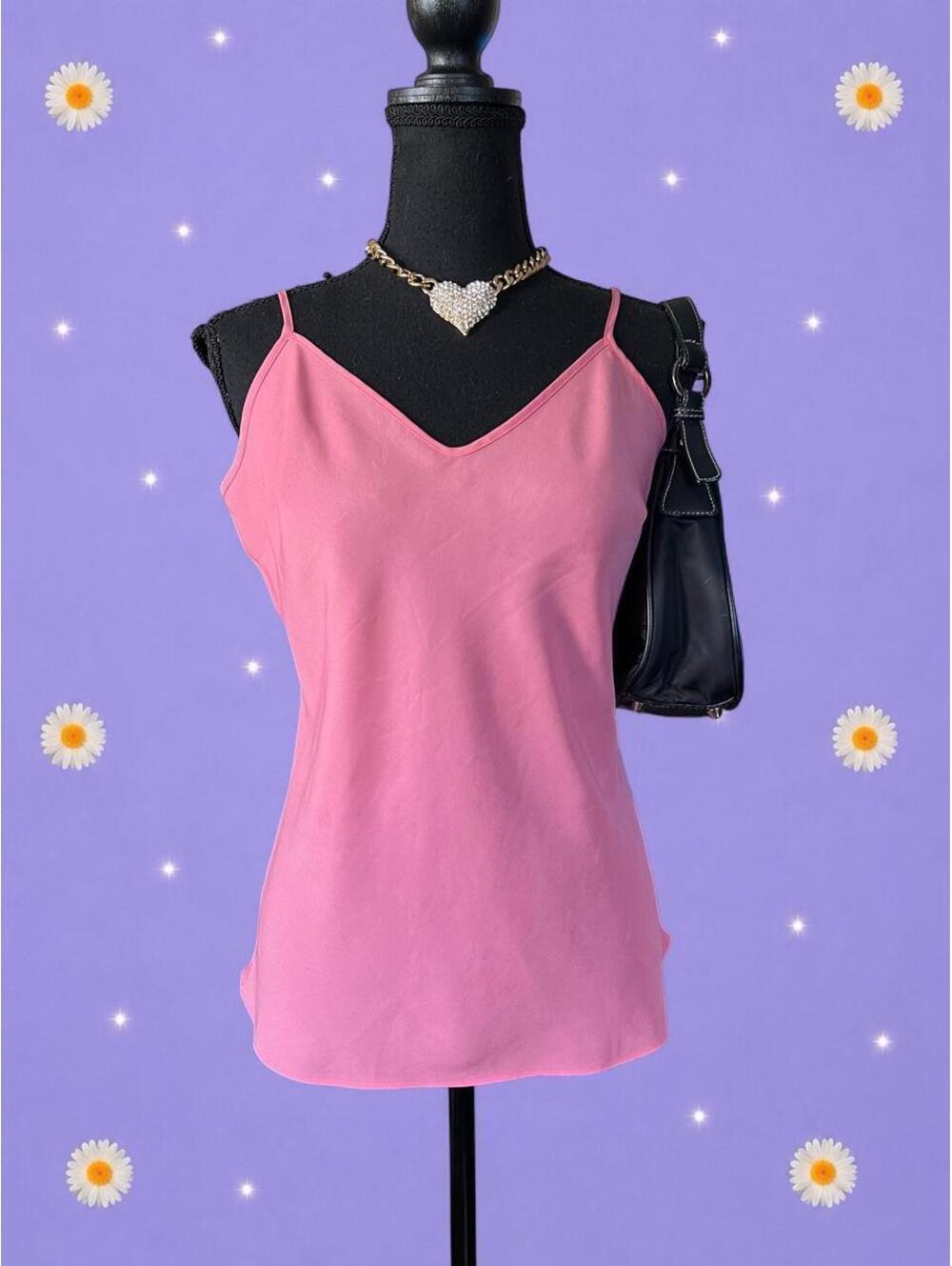 Vintage Y2K Talbots pink 100% silk coquette old money cami size 12 petite